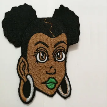

100pcs/lot black girl Patches badges of Embroidered iron on queen Clothing Garment Jacket vest Shoes lady vest Stickers patches