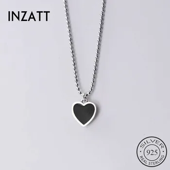 

INZATT Real 925 Sterling Silver Heart Bead Pendant Necklace For Fashion Women Minimalist Fine Jewelry Hiphop Accessories Gift