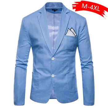 

Fashion Cotton Linen Summer Men Comfort Blazer Mens 2020 New Slim Fit Jacket Suits Blazers Men Quality Casual Suit Plus Size 4XL