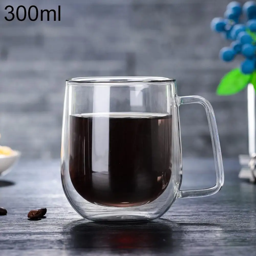

300ml Double Wall Heat Resistant Glass Cup Milk Juice Tea Insulation Drink Mug health and environmental protection