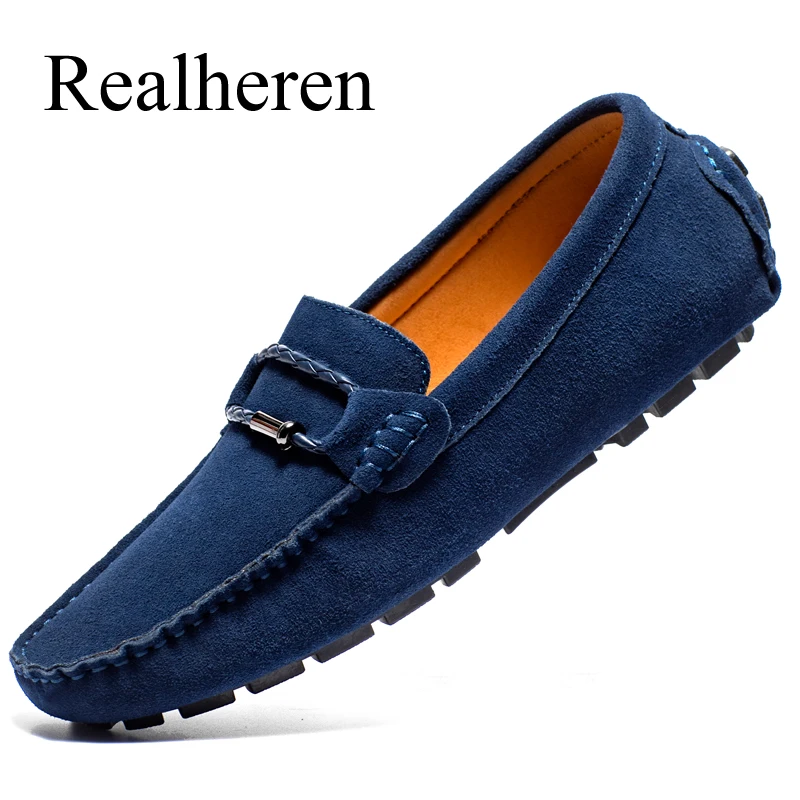 Loafers Moccasins Leather Shoes For Men Driving Plus Big Size 47 48 49 Black Blue Lightweight High Quality Casual | Обувь