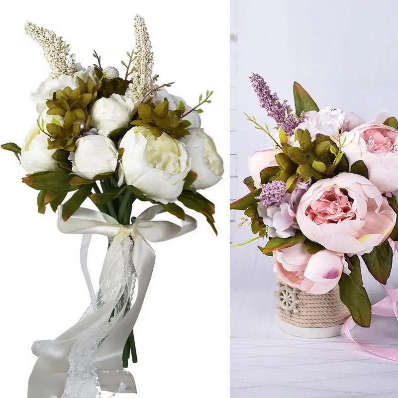 Bridal Wedding Bouquet Artificial Flower Bouquets Vintage Rustic Style Romantic E2S