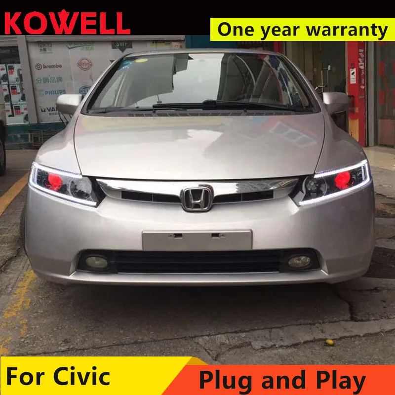 Автомобильный Стайлинг для Honda 8th Civic 2006-2011 фары для civic DRL Объектив светодиодный фары с динамическим поворотом