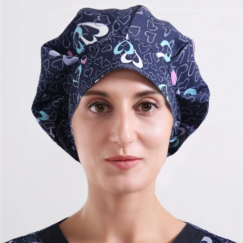 Bouffant шеф-повара готовка хирургическая Кепка серое сердце медицинские операционные шапочки полиэфирные часы Регулируемые длинные волосы шеф-повара Стоматологическая работа шапки - Цвет: Only Cap