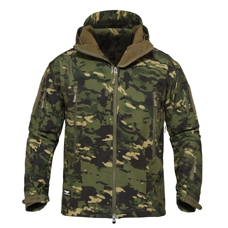 

Tactical Jacket Men Military Camouflage Shark Skin Soft Shell Waterproof Hooded Jackets Outdoor Camo Fleece Warm Raincoat Coats