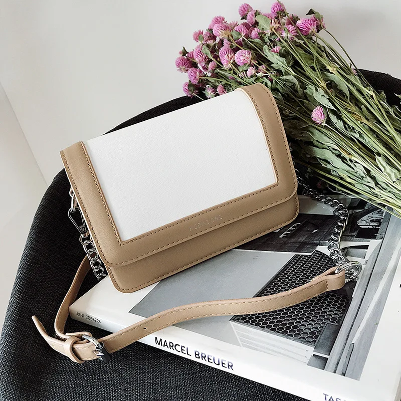 

CHIC Chain Small Bag Women's 2019 New Style Versatile Contrast Color One-Shoulder Square Sling Bag Fashion MORI Series Shoulder