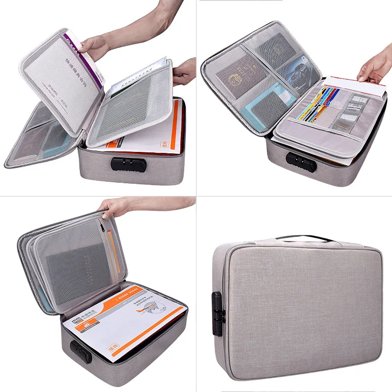 A4 File Folder with Lock Large Storage Document Bag Multifunctional Filing Products Big 6 Layers Portfolio Organizer Holder Box