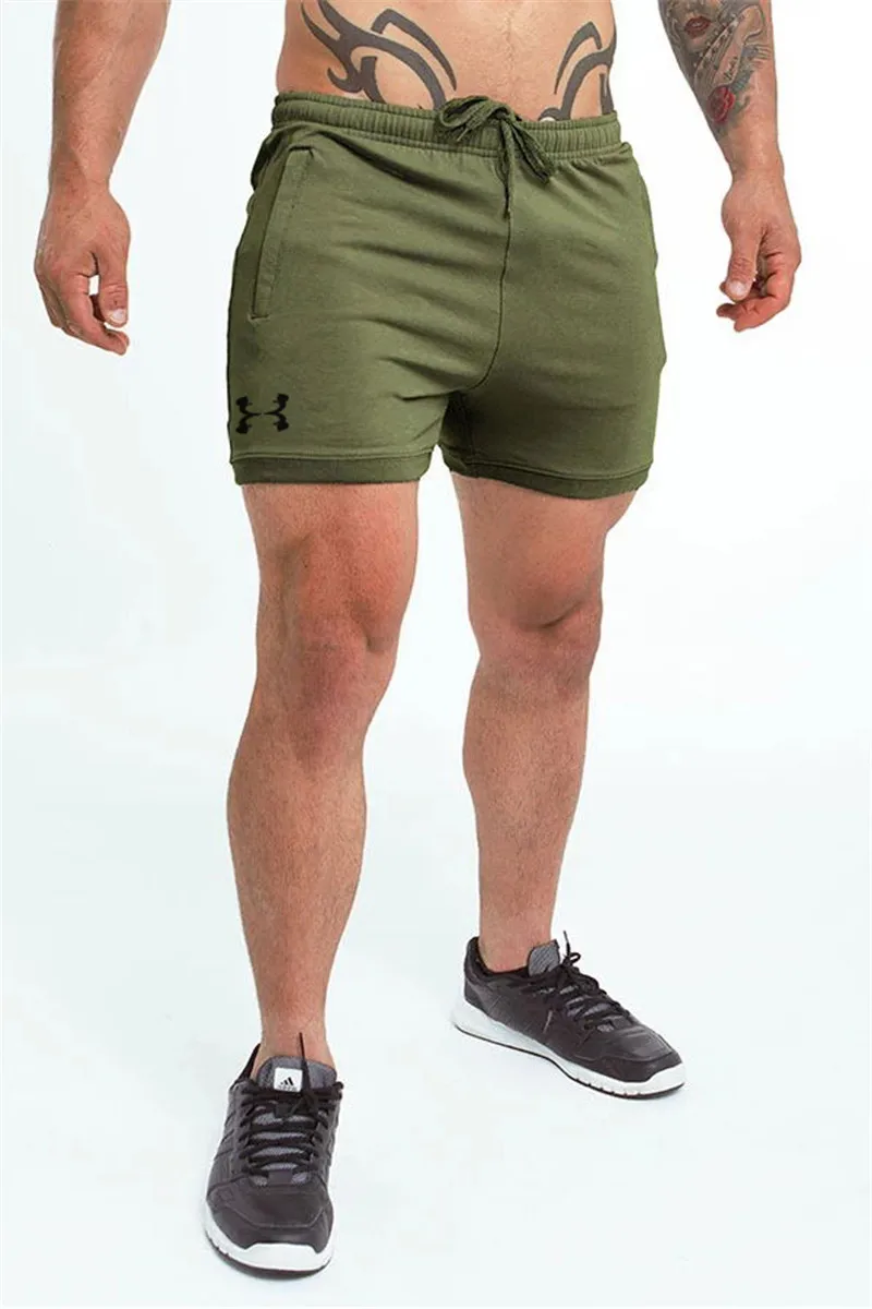 Брендовые мужские s Фитнес Спорт бег шорты быстросохнущие Тонкие Леггинсы спортивные шорты для спортзала Компрессионные Мужские тренировки короткие брюки пляжная одежда - Цвет: ArmyGreen