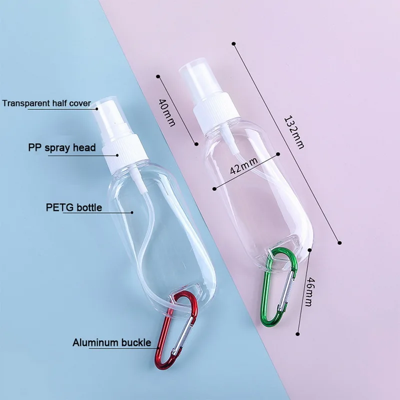 50ML Empty Hand Sanitizer Bottle Travel Leakproof Spray Bottle Portable Plastic Bottle Reusable Travel Size Holder Hook Keychain 50ML Empty Hand Sanitizer Bottle Travel Leakproof Spray Bottle Portable Plastic Bottle Reusable Travel Size Holder Hook Keychain