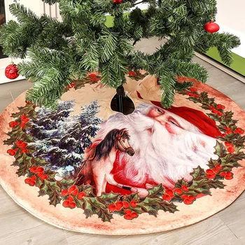 

120cm Christmas Tree Skirt Bottom Decoration for New Year Holiday Tree Ornaments Christmas Tree Carpet