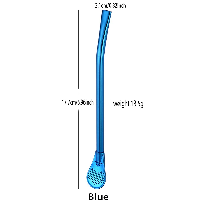 Креативная 304 соломка из нержавеющей стали ложка многоразовая чайная ложка-фильтр соломенная кофейная мешалка Teaware вечерние принадлежности барные инструменты - Цвет: Blue