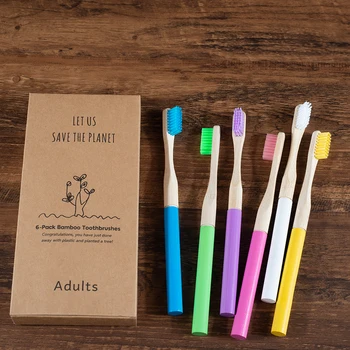 

New 6-Pack Bamboo Removable Toothbrush Medium Bristles Eco Friendly Cylindrical zero waste Tooth Brush Eco Bamboo Toothbrush