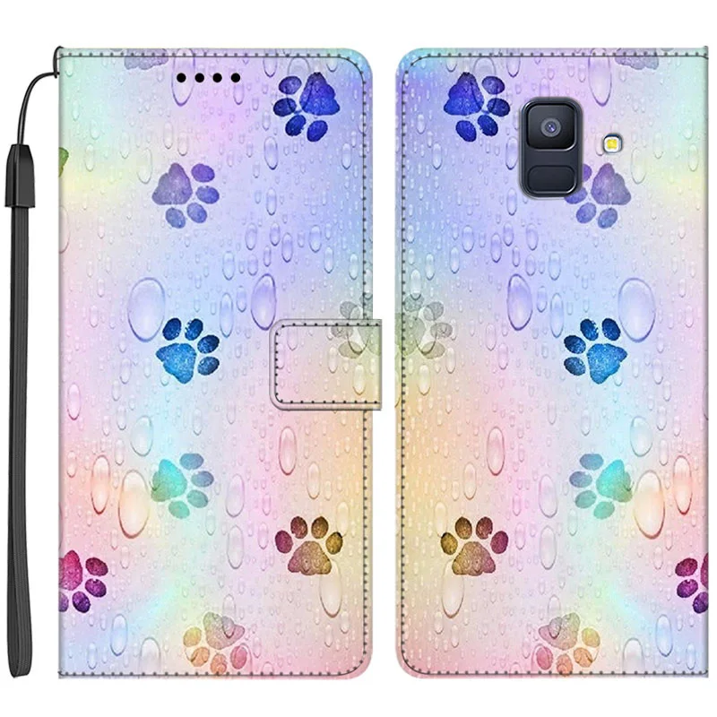 Flip Leather Case For Samsung Galaxy A5 A6 A7 A8 A9 2015 2016 2017 2018 Plus Painted Phone Wallet Stand Book Cover Card Holder cute phone cases for samsung 