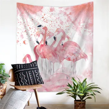 

Flamingo Couples Pattern Flower Garden Hanging Wall Carpet Tapestry Rectangle Decorative Tapestries Sheet Sofa Cove