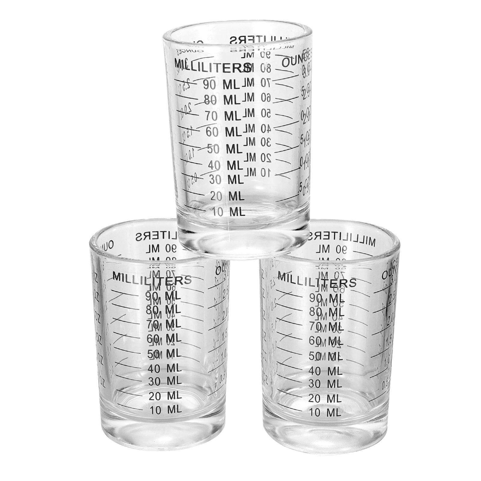 3 Pcs Transparent Graduated Cups Glass Measuring Coffee Milk Cup 【SALE