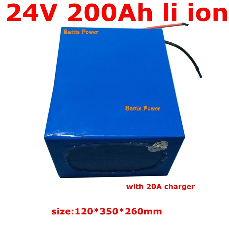 Водонепроницаемый 24V 200AH литиевый аккумулятор BMS без 300AH литий-ионная аккумуляторная батарея для 2500 Вт 2000 RV EV скутер солнечной гольф-кары UPS+ 20A Зарядное устройство