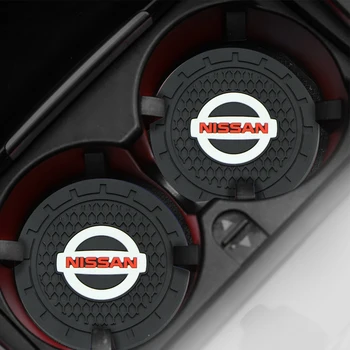 

Car Badge Emblem Coaster Water Cup Slot Non-Slip Mat Pad for Nissans Nismo X-trail Almera Qashqai Tiida Teana Car Styling