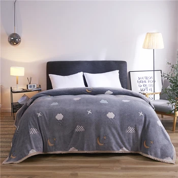 

Nordic Grey Clouds Soft Warm Coral Fleece Blanket Winter Sheet Bedspread Sofa Plaid Throw Mechanical Wash Flannel Blankets