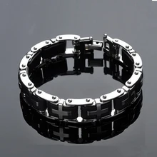 Классические мужские браслеты с крестом из нержавеющей стали, силиконовый браслет, мужской браслет, мужские ювелирные аксессуары, мужские браслеты