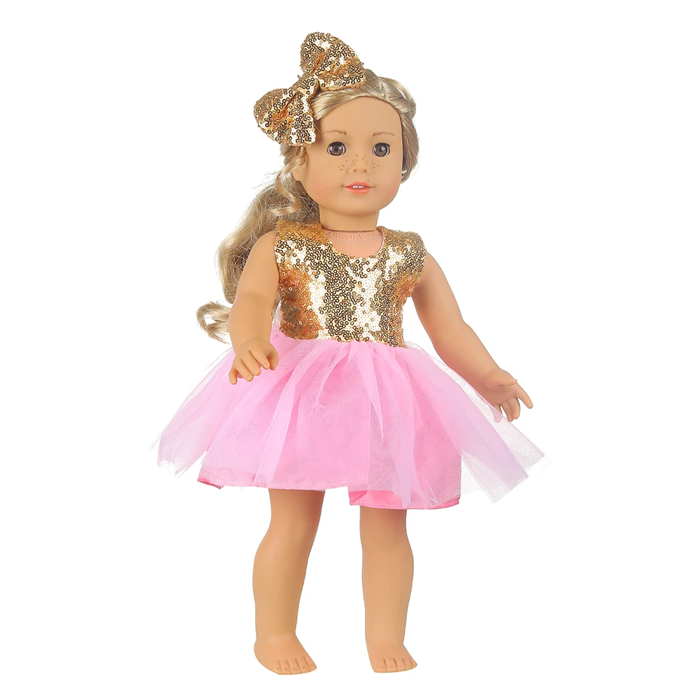 15 Colors Princess Doll Dress Doll Clothes For 43cm Baby New Born Doll Cute Skirt Dress For 18Inches American Dolls Gift 16