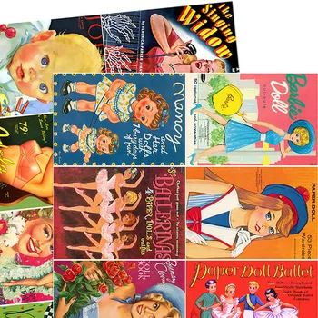 

12PCS vintage Doll child beauty Stickers Crafts And Scrapbooking stickers kids toys book Decorative sticker DIY Stationery