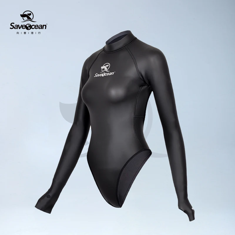 Saveocean2mm長袖バックレスtバックビキニワンピースウェットスーツ