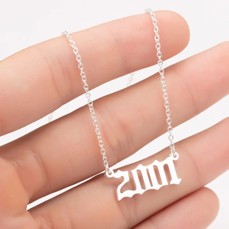 Women Personalized Necklace Special Date Year Number Necklace girl1994 1995 1996 1997 1998 1999 from 1980 to 2002 chain Jewelry