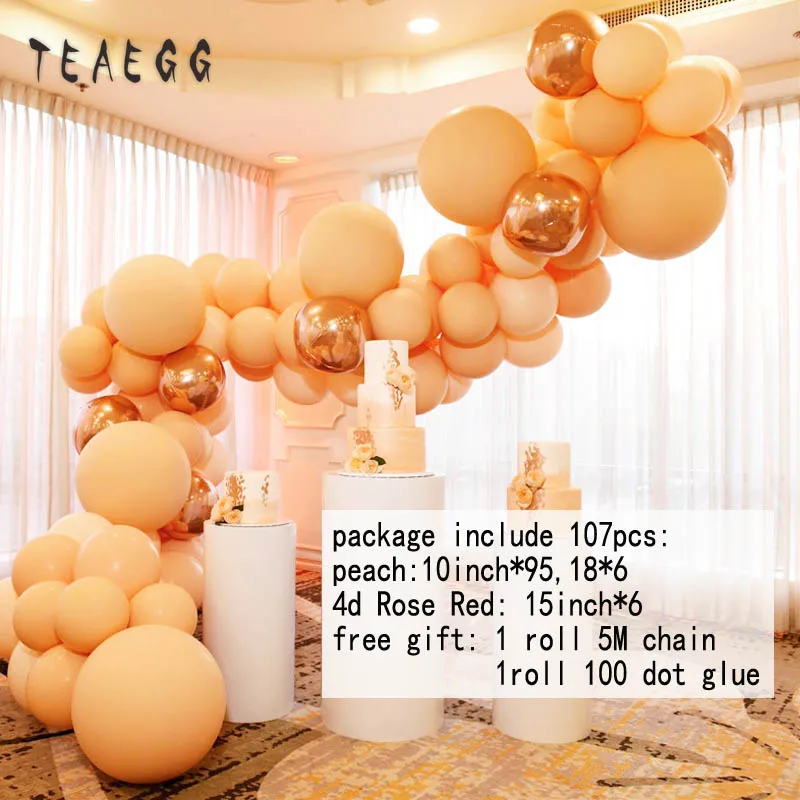 set 108 шт персиковый 18 дюймовый шар гирлянда арочный комплект 4D розово-золотые фольгированные шары для дня рождения юбилея Свадьбы вечерние украшения - Цвет: set