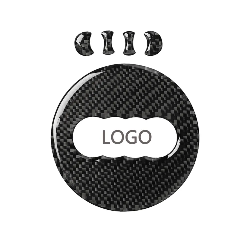 Carbon Fiber Car Steering Wheel Ring Trim Sticker Logo Decals Cover Decoration For Audi A3 8V A4 B8 Q3 Q5 8R Q7 SQ7 Auto Styling (1)