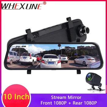 

WHEXUNE 10" Car DVR Camera Stream Media Rearview Mirror IPS Touch Screen FULL HD 1080P Dash Cam Registrar Video Recorder Dashcam