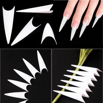 

600pcs Long Pointed False Nails French Fake Nails Tips Extra Stiletto False Nails Painted Party Designed Nail Art