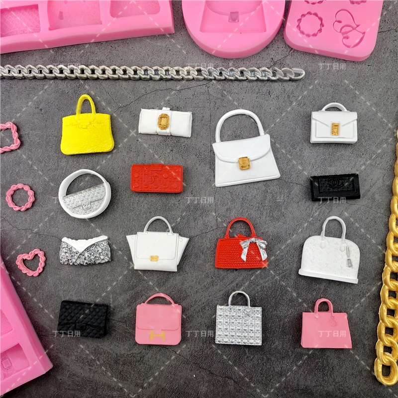 

Ladies Wallet Handbag Purse Chain Bag Silicone Resin Art Mold and Chocolate Fondant Cake Cupcake Candy Decoration Baking Tools