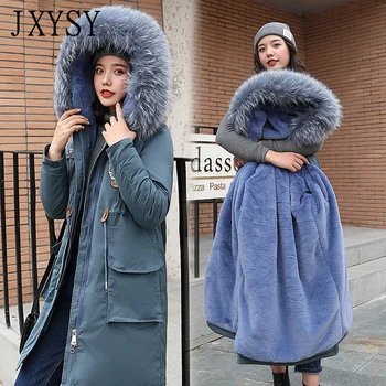 

Winter Jacket Women Parkas 2019 New Hooded Fur Collar Warm Thick Cotton Padded Female Parka Jacket Women Winter Coats