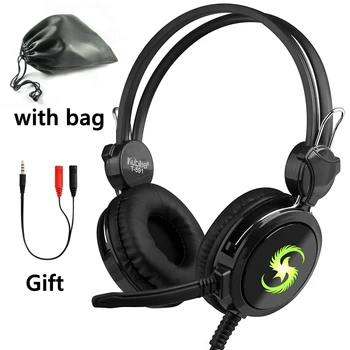 

Computer LED Gaming Headset 3.5 Jack PC Gamer Long Cable Wired fon kepala with Microphone Loud Sound Phone Headphone With Bag