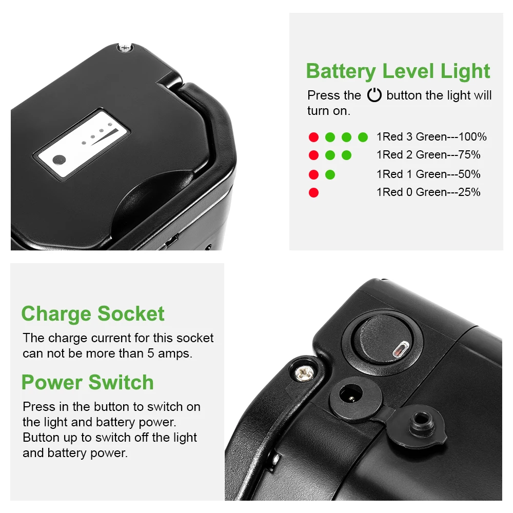 36V 10.4Ah Bottle Battery E-Bike Li-ion Accu