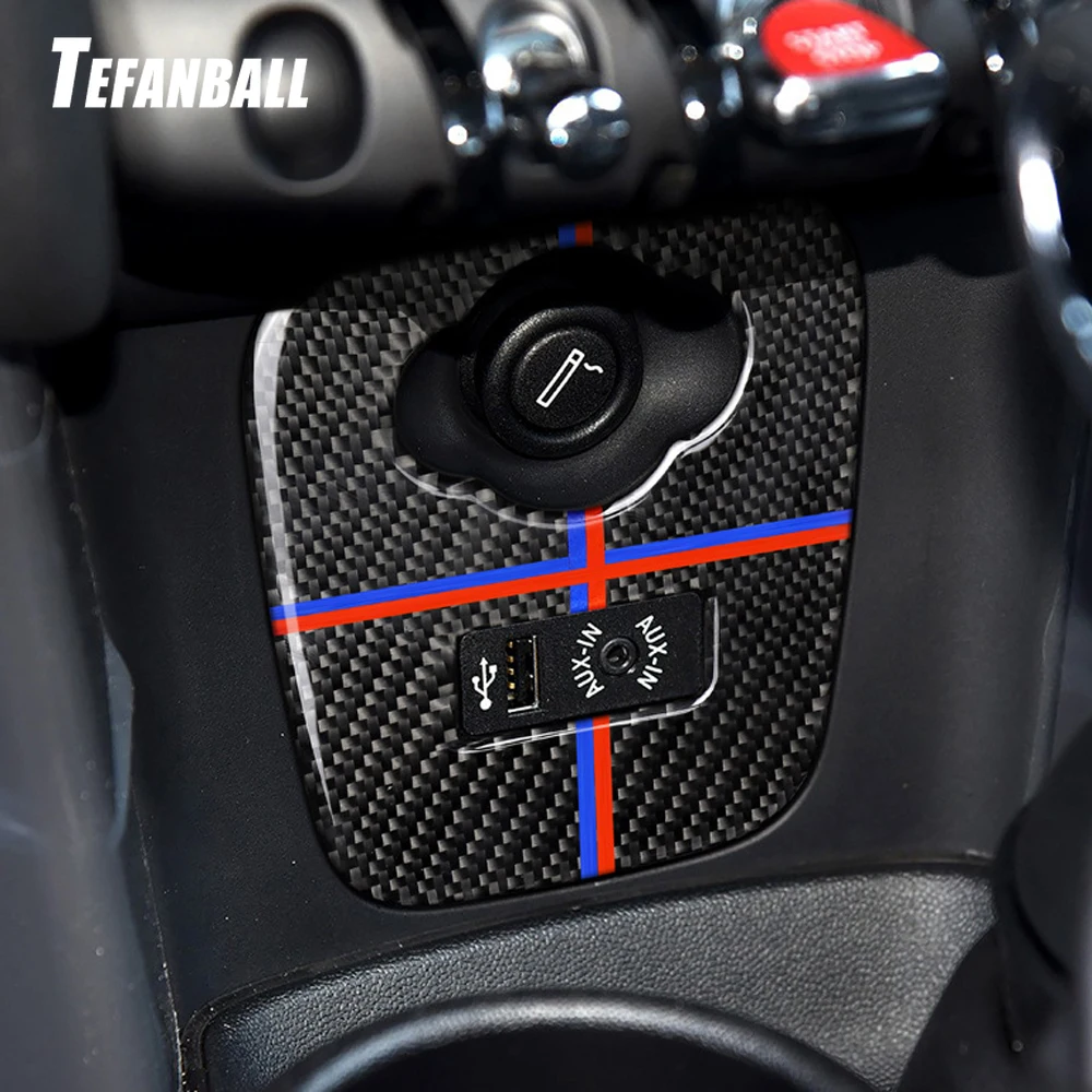 

Car Interior Carbon Fiber Cigarette Lighter USB AUX Panel Console Cover Sticker for Mini Cooper JCW F55 F56 Styling Accessories