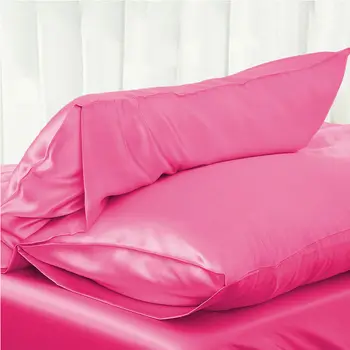 

1Pcs Silky Satin Pillow Cases 51x76cm Bedding Fitted Pillowcase Silk Like Plain Cushion Solid Pillow Cover Indoor Home Decor