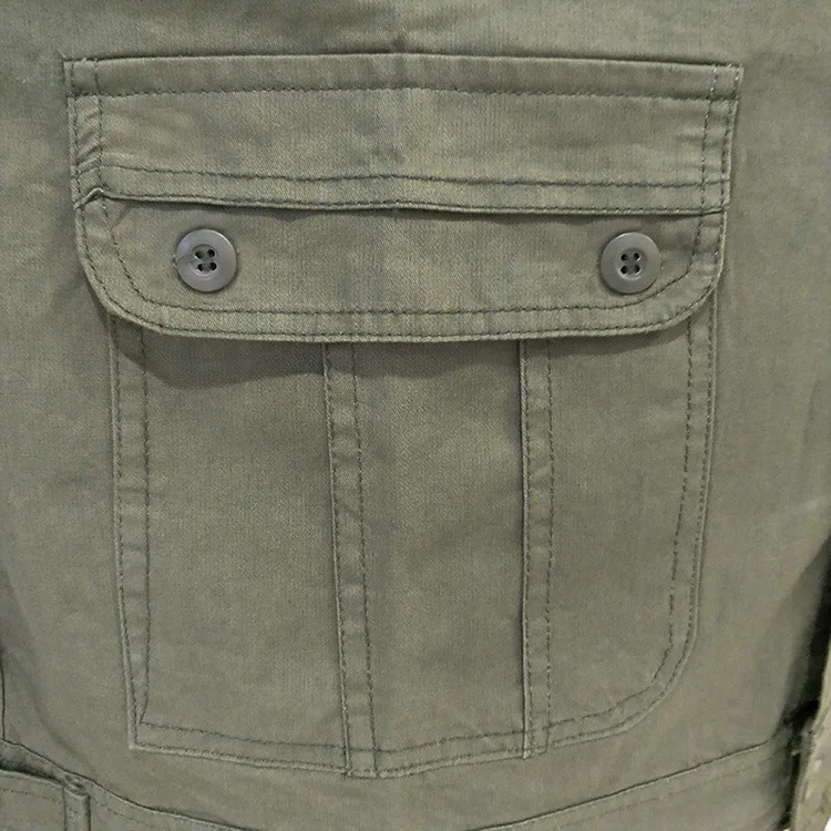 Summer Pure Cotton Outerwear Army Green Labor Overalls Long Sleeve Breathable Button Multi-pockets Training Clothes Set Men's
