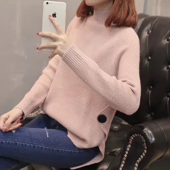 

8973 real shot Korean autumn new side button knitwear 54-1 floor, 6 rows, 1 shelf