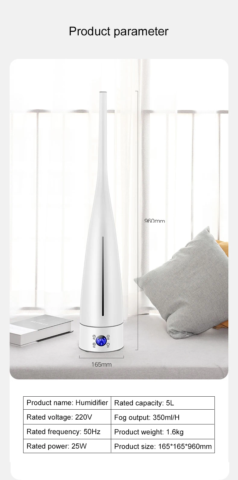5L Ultrasonic Air Humidifier ultrasonic humidifier Floor-standing Diffuser Mute Mist Maker Fogger Spray Anion Humidifiers