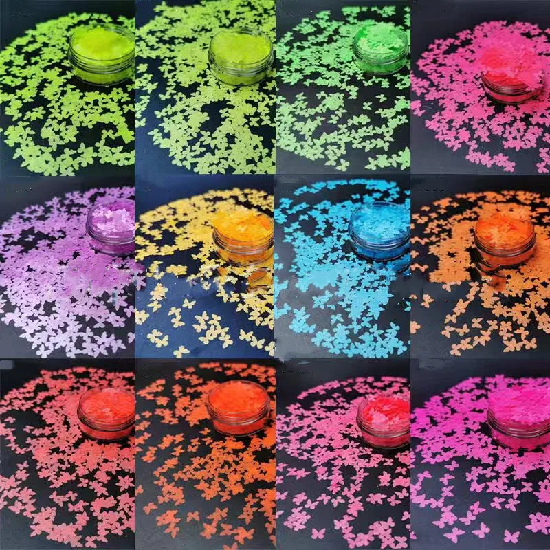 

1 box of 11 colors mixed ultra-thin laser magic star butterfly fluorescent sequins fluorescent wide butterfly nail decoration