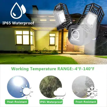 

40W LED Garage Lamp Bulb Deform Industry Lamp E26 Bright Foldable Fan Blade Lamp Ceiling Lamp Workshop Parking Light AC 85-265V