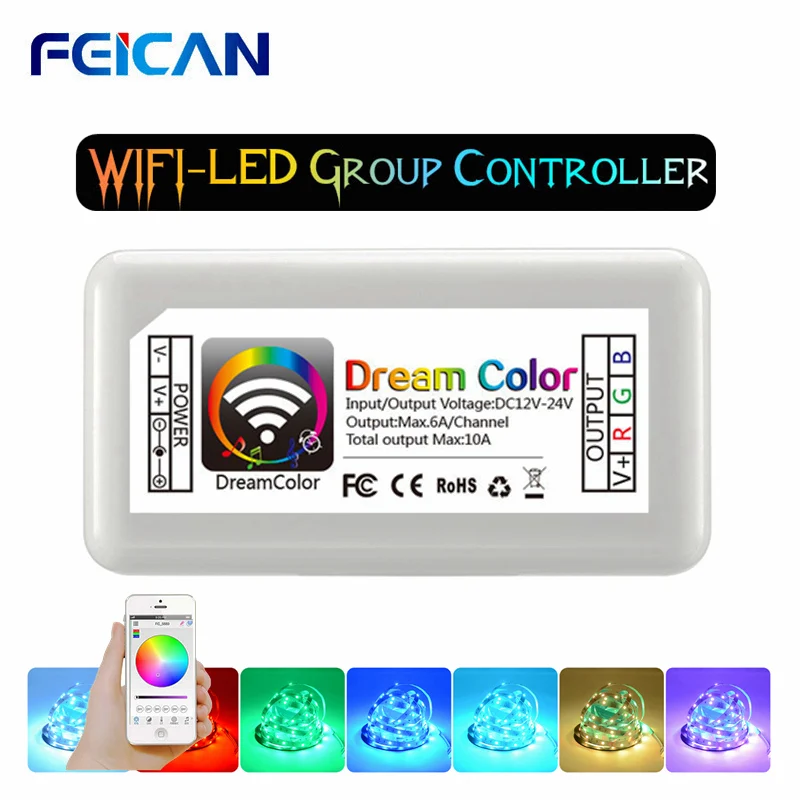 Wifi светодиодный RGB контроллер DC12-24V 10А 3CH/4CH RGB мини светодиодный контроллер от Android и IOS APP для SMD3528 5050 светодиодный светильник