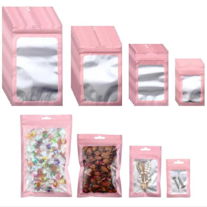 10pcs Plastic Matte Black Aluminum Foil Zip Lock Packaging Bag Jewelry