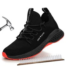 Осенняя стальная безопасная обувь ПРОКАЛЫВАЮЩИЕ ботинки удобные анти-разбивающие промышленные ботинки для мужчин зимние дышащие кроссовки