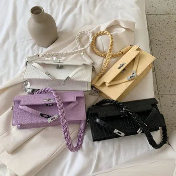 

bags for women 2020 summer new wild crocodile pattern braided rope portable diagonal bag female lock single shoulder armpit bag