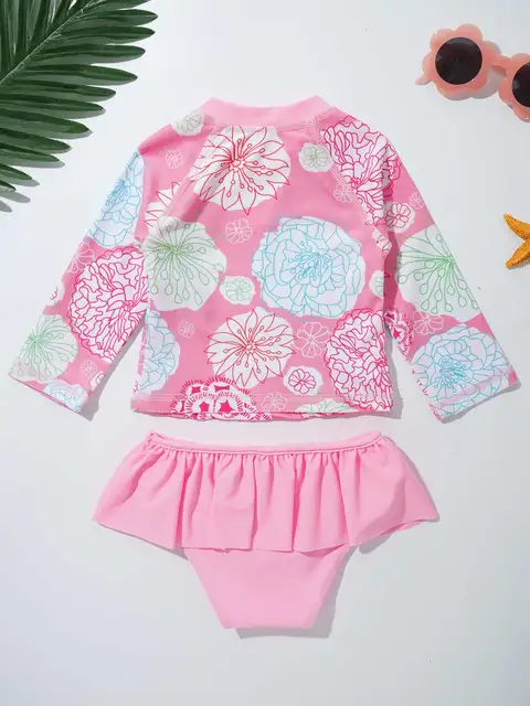 Roupa de banho infantil de manga comprida com roupa de banho xadrez camisa  rashguard infantil com FPS 50+, A, 6-12 Months