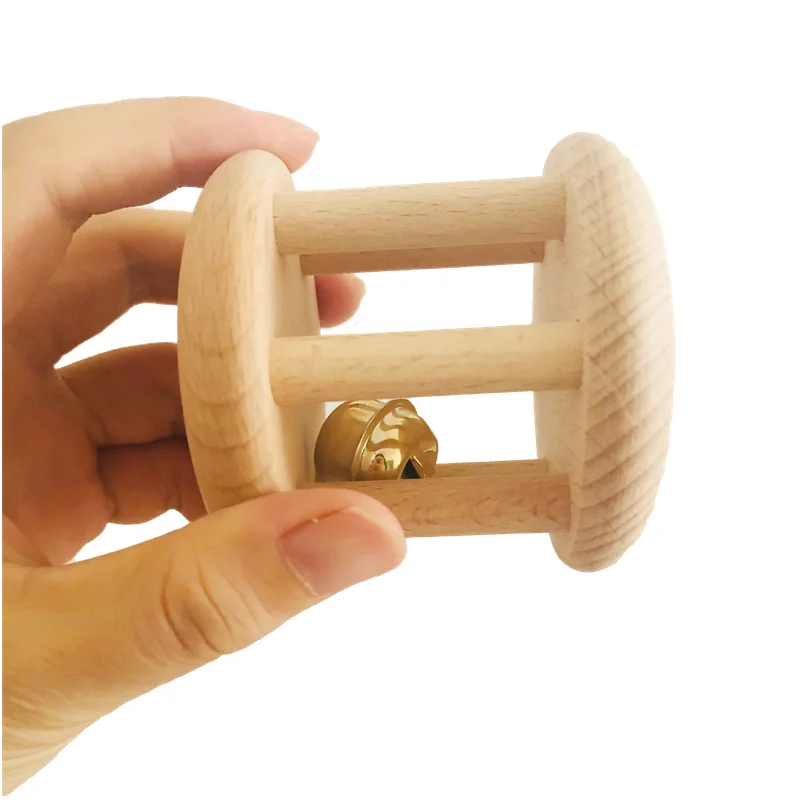 

Montessori Nido Sensorial Materials Wood Bell Cage Baby Rattle Sound Game for Newborn Grasping Items Early Childhood Education