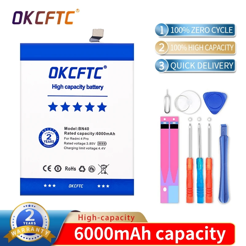

Orginal BN40 6000mAh Battery For Xiaomi Redmi 4 Pro Prime 3G RAM 32G ROM High Quality Phone Replacement Batteries