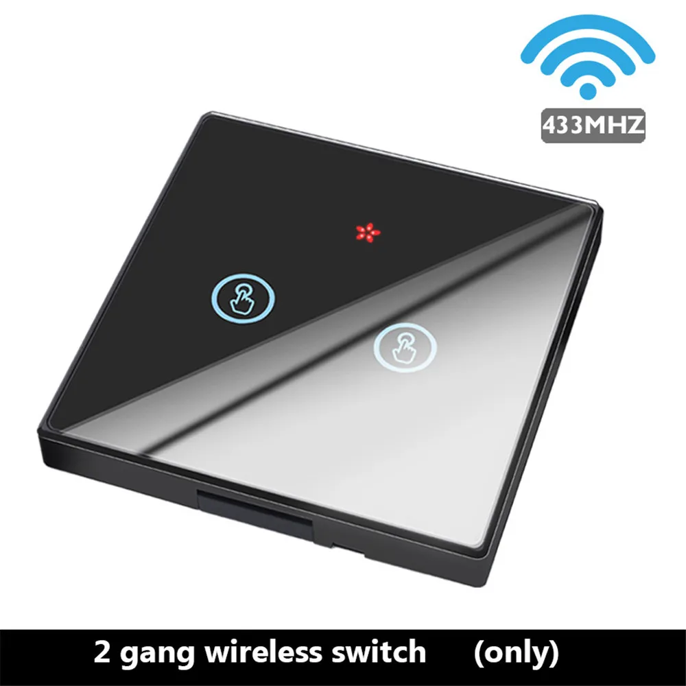 2 gang Switch BLACK SMATRUL Tuya Smart Life APP WiFi сенсорный выключатель светильник RF 433 МГц настенный DIY релейный таймер модуль Google Home Amazon Alexa 110 В 220 В 10A - Цвет: 2 gang Switch BLACK